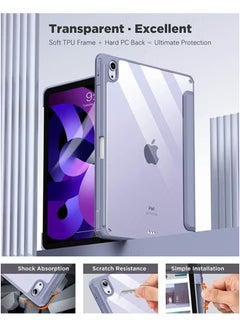 LCYLJGY Protective Case Cover For Air 6th 11-Inch M2 (2024) iPad Air4/Air5 10.9 inch (2020/2022) Generation with Pencil Holder, [Support Apple Pencil Charging and Touch ID] Transparent and Auto Wake/Sleep  - Image 4