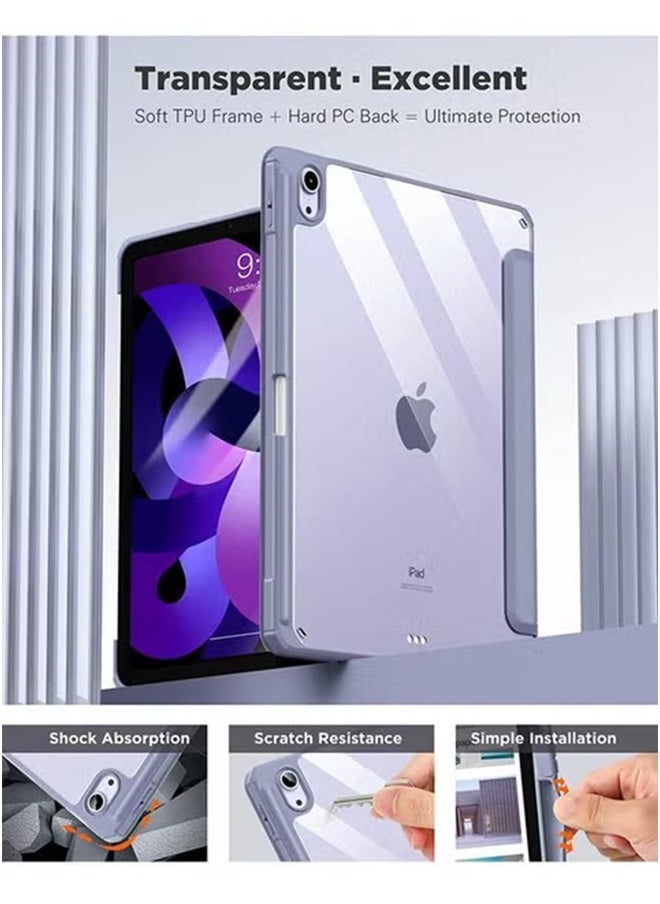ل ج ي ي ي - غطاء حماية لجهاز iPad Air 6th 11-Inch M2 (2024) iPad Air4/Air5 10.9 inch (2020/2022) الجيل مع حامل قلم رصاص، [يدعم شحن قلم Apple وTouch ID] شفاف وخاصية الإيقاظ/النوم التلقائي - Image 1
