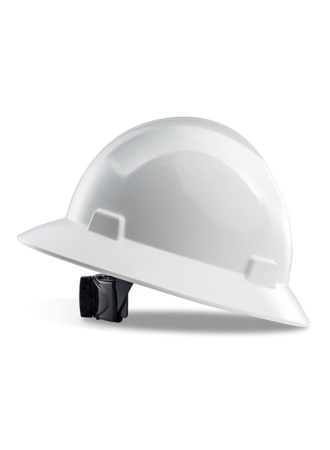 PACIFIC PPE خوذة أمان كاملة الحواف من باسيفيك بي بي إي، معتمدة من إدارة السلامة والصحة المهنية (OSHA) لأعمال البناء، مصنوعة من البولي إيثيلين عالي الكثافة (HDPE) مع نظام تعليق قابل للتعديل بأربع نقاط، لون أبيض - Image 1