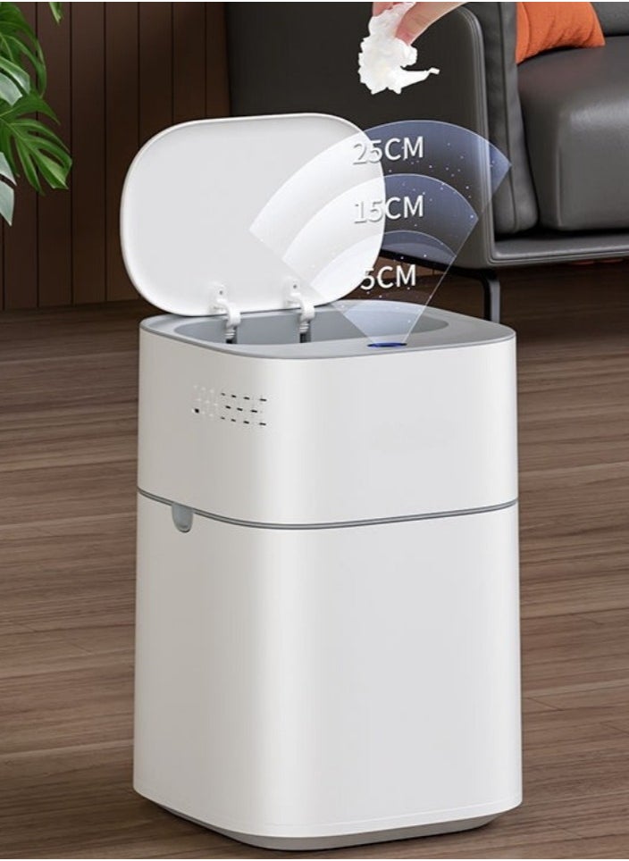 LL - 14L Touchless Automatic Motion Sensor Trash Can with Lid – Smart Sensor Waste Bin for Bathroom & Toilet, Bedroom, Living Room & Office – Dual Power via USB-C or AA Batteries - Image 1