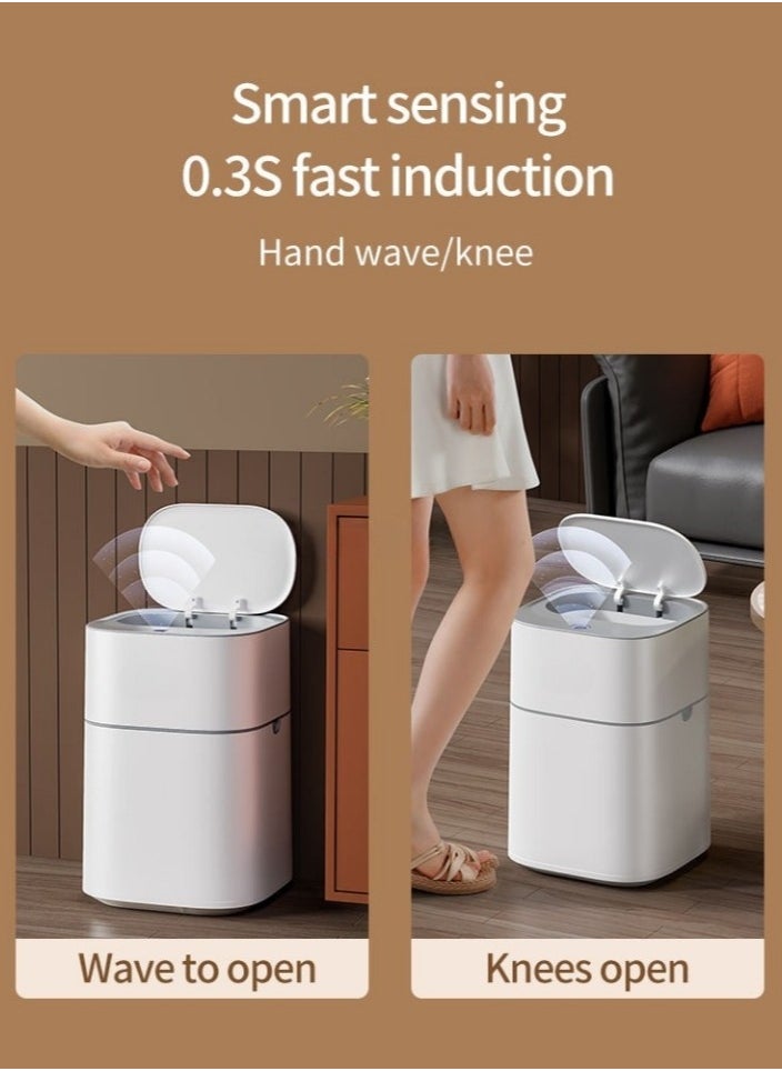 LL - 14L Touchless Automatic Motion Sensor Trash Can with Lid – Smart Sensor Waste Bin for Bathroom & Toilet, Bedroom, Living Room & Office – Dual Power via USB-C or AA Batteries - Image 1