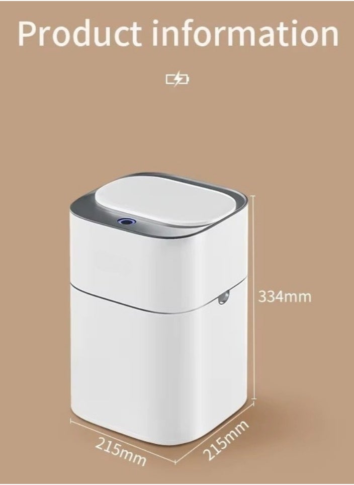 LL - 14L Touchless Automatic Motion Sensor Trash Can with Lid – Smart Sensor Waste Bin for Bathroom & Toilet, Bedroom, Living Room & Office – Dual Power via USB-C or AA Batteries - Image 1