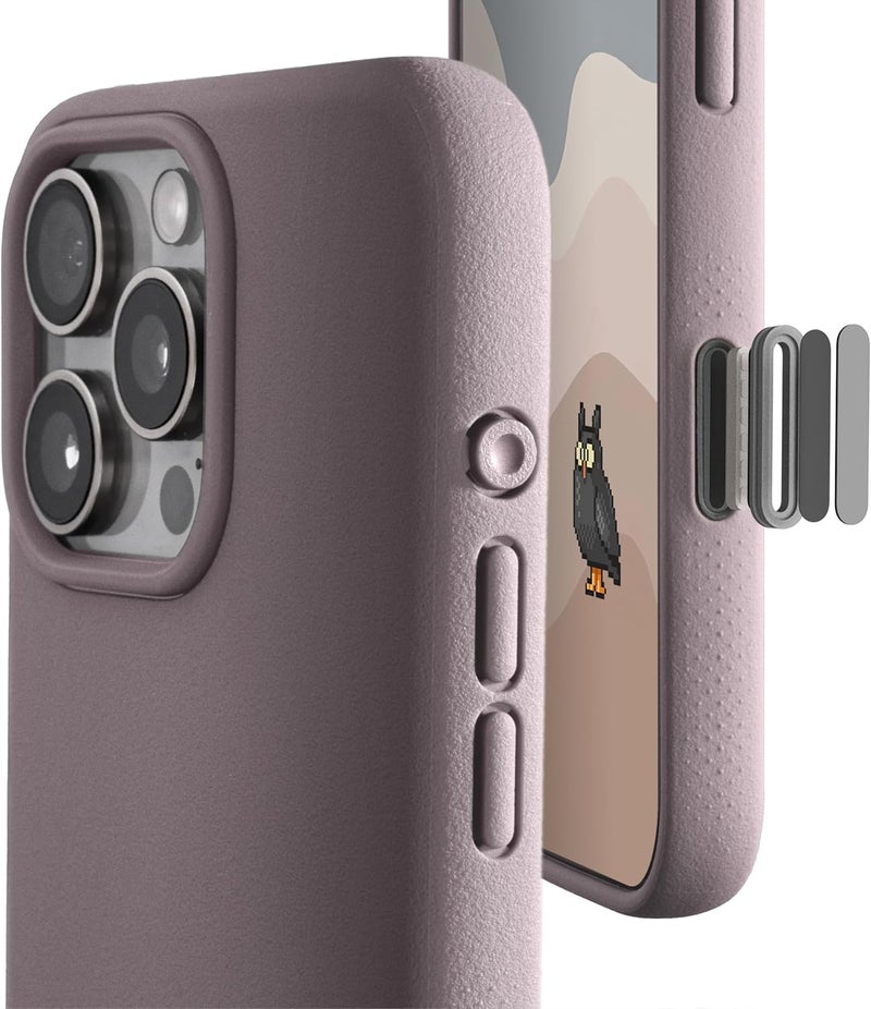 TineeOwl - حافظة مغناطيسية لـ iPhone 16 Pro، زر التحكم في الكاميرا المحمي من TPU، متوافقة مع MagSafe، بسيطة، رفيعة، قبضة جيدة، تصميم حجري - Image 1