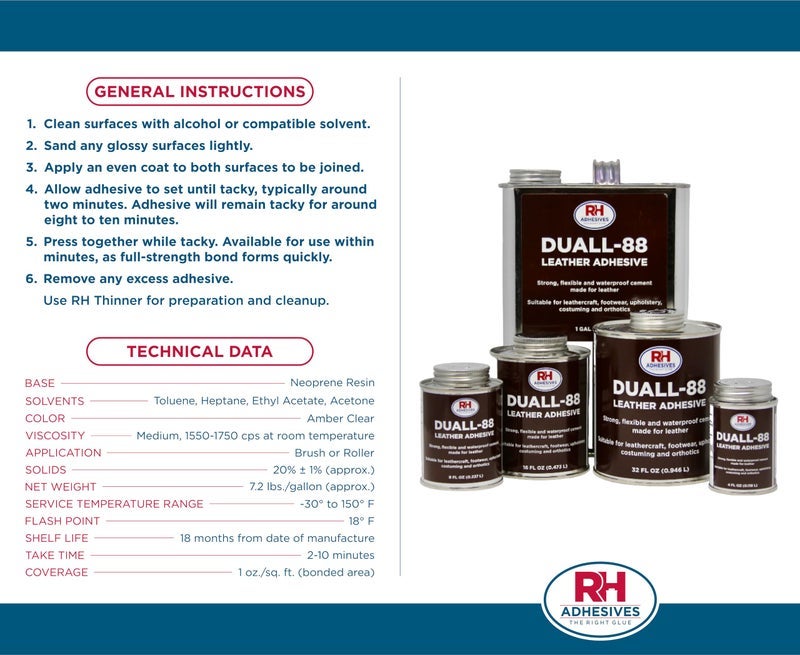 RH Adhesives لاصق جلد Duall-88، علبة 16 أونصة - لاصقات RH - Image 2