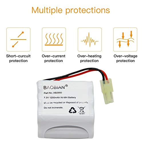 BAOBIAN XB2950 7.2V 1200mAh Ni-Mh Battery Pack Compatible with Shark V2950 V2950A V2945Z V2945 Floor & Carpet Sweeper - Image 5