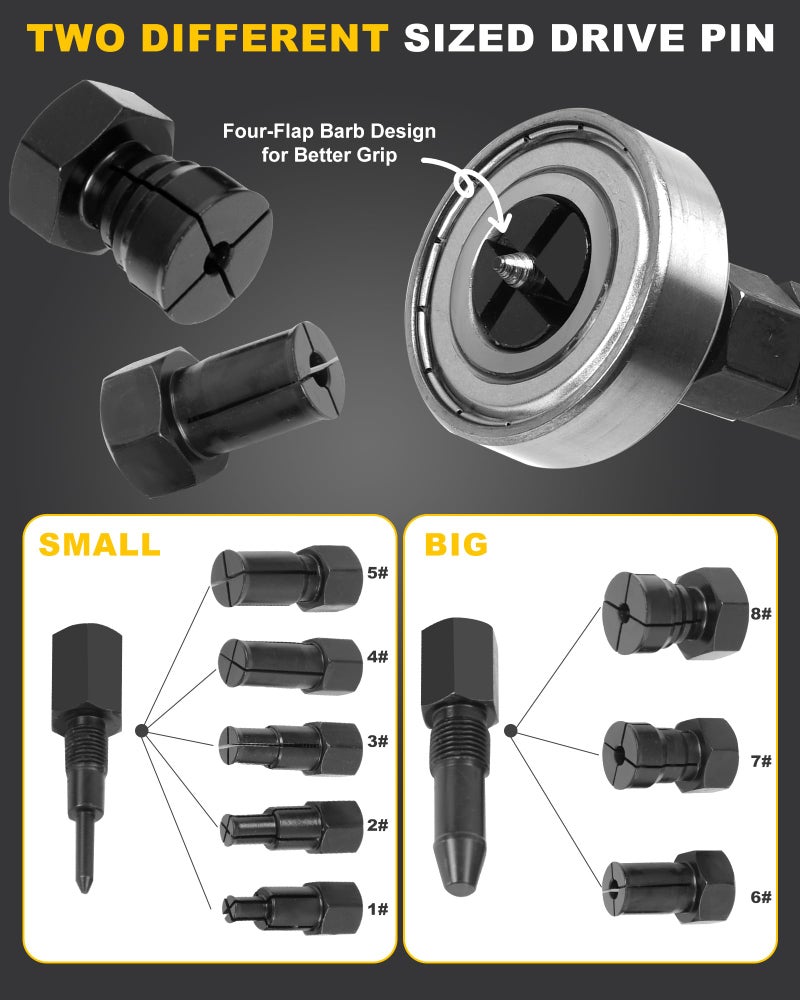 XSTARYE 12pcs Bicycles Blind Hole Bearing Puller Set with Slide Hammer Internal Bearing Extractor Puller Kit with 8PCS Expandable Collets Size 8-32MM - Image 3