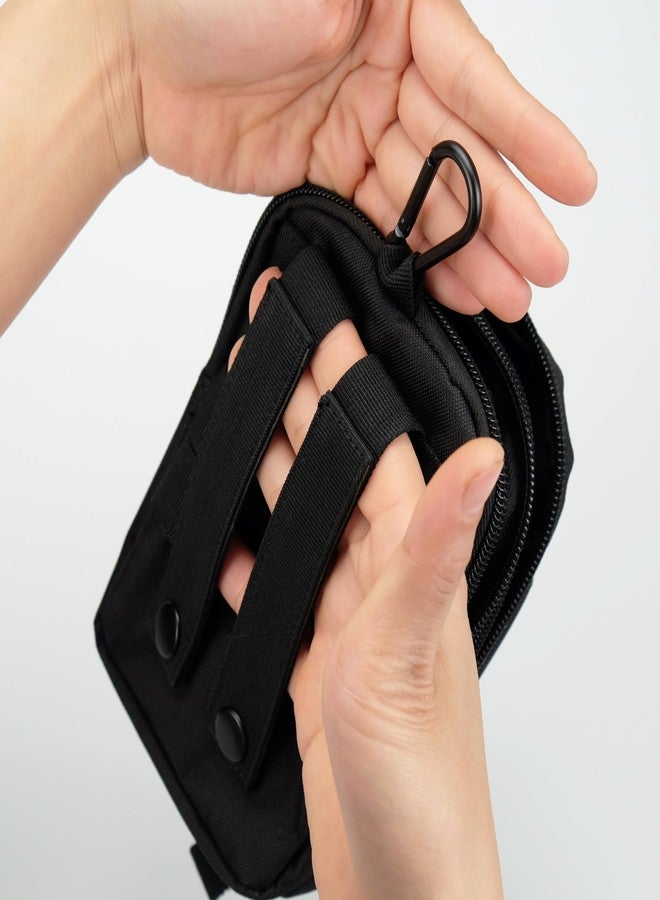 PISCORUSH Tactical MOLLE EDC Fanny Pack Mobile Phone Bum Bag Compact Lightweight Belt Bag with Simple Carabiner (Black) - Image 4