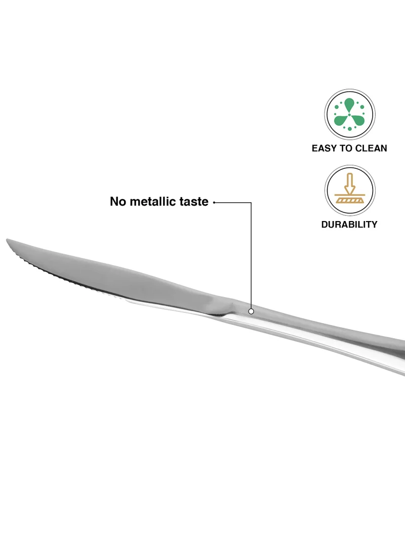 فيسمان 3-Piece Steak Knives 22.5cm Cutlery Set Stainless Steel Flavia Series Food Grade 18/10 Stainless Steel Durable Metal Silverware Mirror Finish Use for Home Restaurant And Hotel