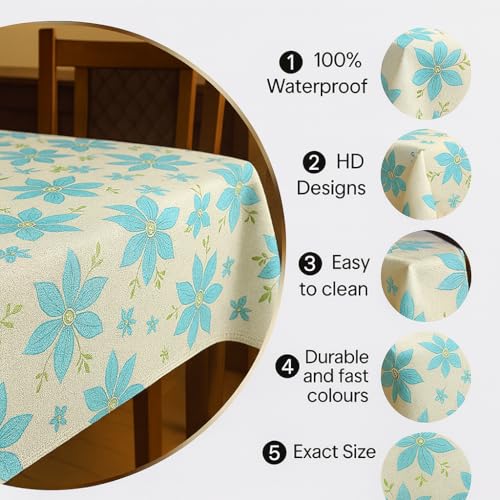 Homerz Premium 6 Seater Waterproof Table Cover, Exact Sizes, Royal Finish (Lily, 54x78 inch- 6 Seater) - Image 5
