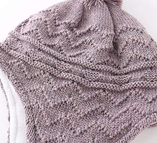 Connectyle قبعة كونيكتايل للأطفال الرضع والأطفال الصغار بآذان منسوجة وقبعة دافئة لفصل الشتاء باللون الأرجواني - Image 3