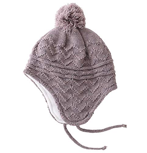 Connectyle قبعة كونيكتايل للأطفال الرضع والأطفال الصغار بآذان منسوجة وقبعة دافئة لفصل الشتاء باللون الأرجواني - Image 2