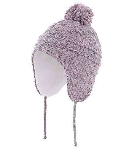 Connectyle قبعة كونيكتايل للأطفال الرضع والأطفال الصغار بآذان منسوجة وقبعة دافئة لفصل الشتاء باللون الأرجواني - Image 1