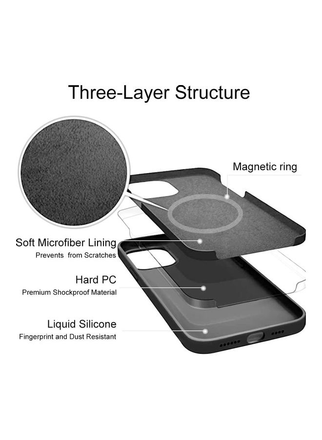 روك بو لاصقة حماية للشاشة وغطاء من السيليكون يدعم تقنية ماجسيف لهاتف آيفون 12 برو أسود - Image 4
