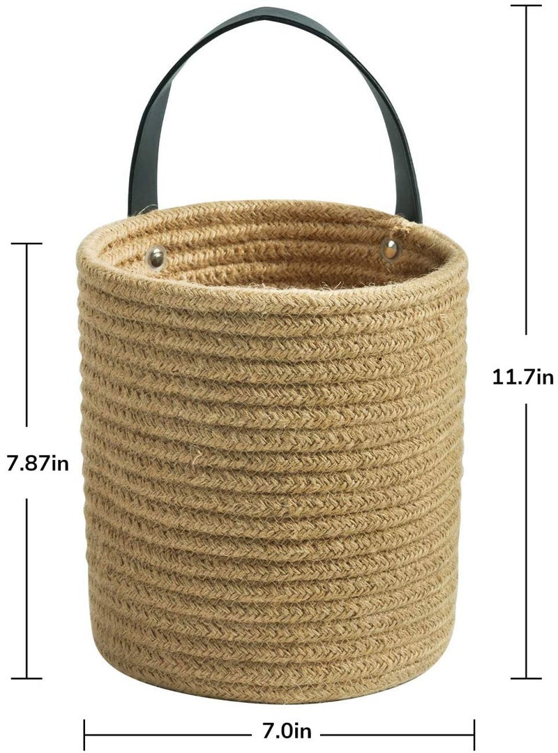 Goodpick 2pack Jute Hanging Basket - Small Woven Fern Hanging Rope Basket Flower Plants Wall Basket Decor Set Boho, 7.87 x 7 x 11.7 inches - Image 3
