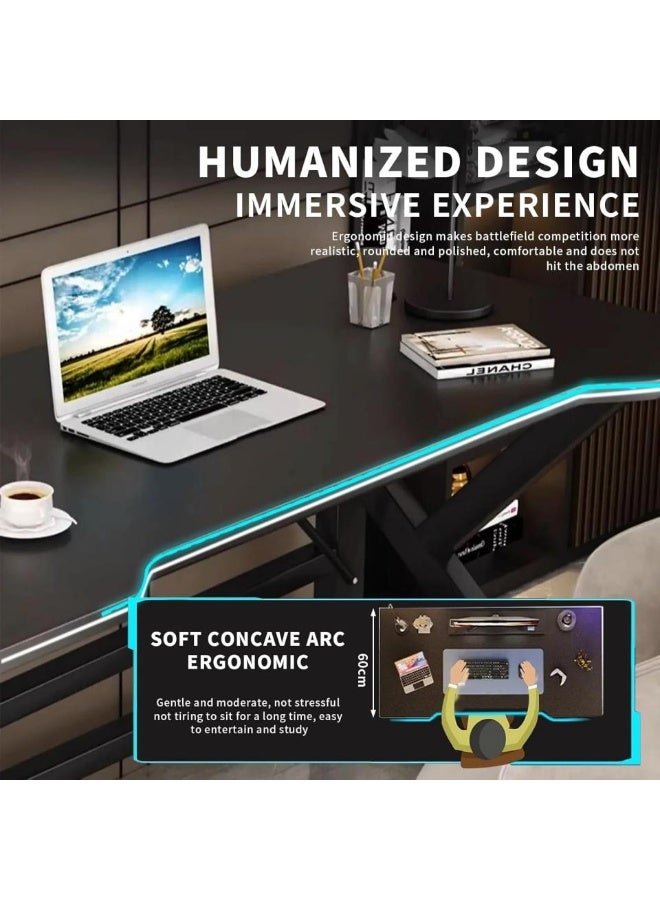 اليسا طاولة ألعاب بأرجل على شكل حرف K وفتحات لإدارة الكابلات - طاولة كمبيوتر مريحة للاعبين والمكاتب المنزلية وإعدادات البث - Image 4