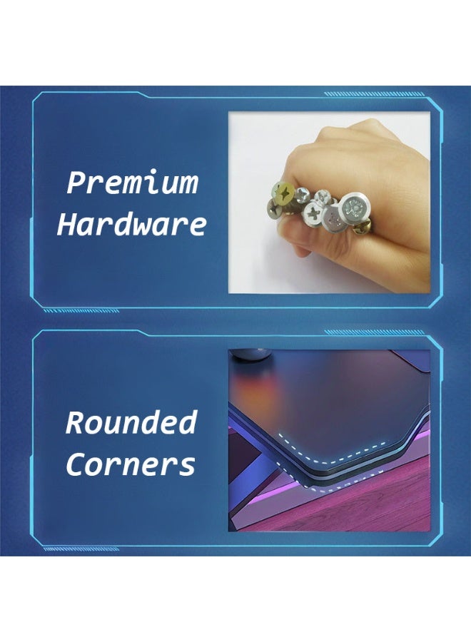 اليسا طاولة ألعاب بأرجل على شكل حرف K وفتحات لإدارة الكابلات - طاولة كمبيوتر مريحة للاعبين والمكاتب المنزلية وإعدادات البث - Image 5