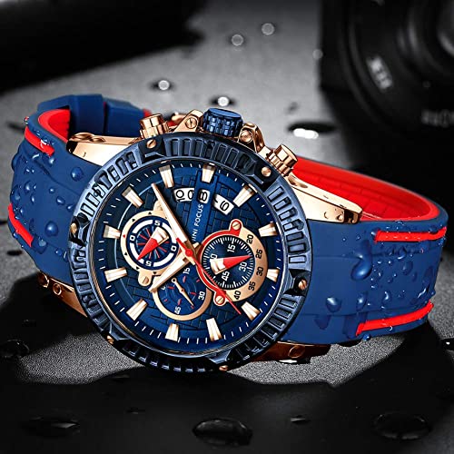MF MINI FOCUS Men Watch, MINIFOCUS Chronograph Waterproof Sport Analog Quartz Watches Silicon Strap Fashion Wristwatch for Men - Image 3