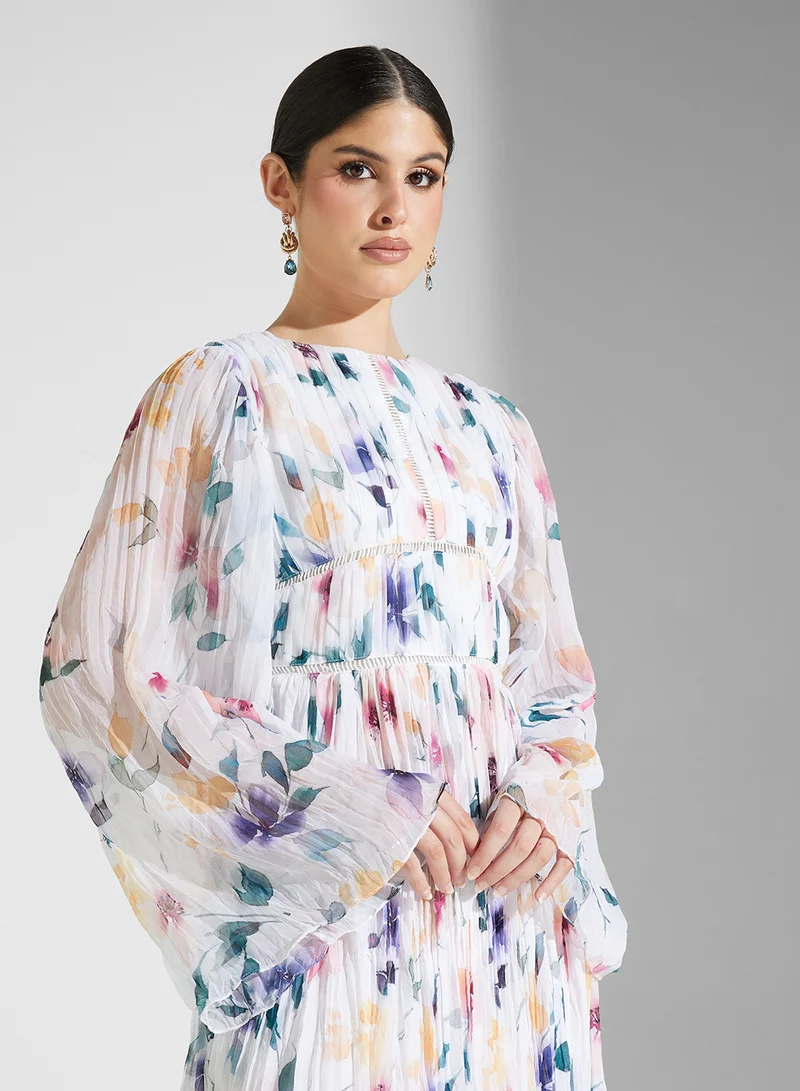 Frock and Frill Floral Chiffon Maxi Dress