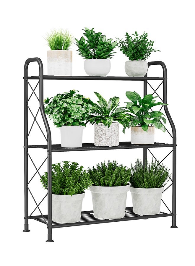 Generic Plant Stand,3-Tier Metal Corner Plant Shelf Racks for Indoor Outdoor Garden Patio Living Room Balcony (3-Tier,Black)  - Image 1