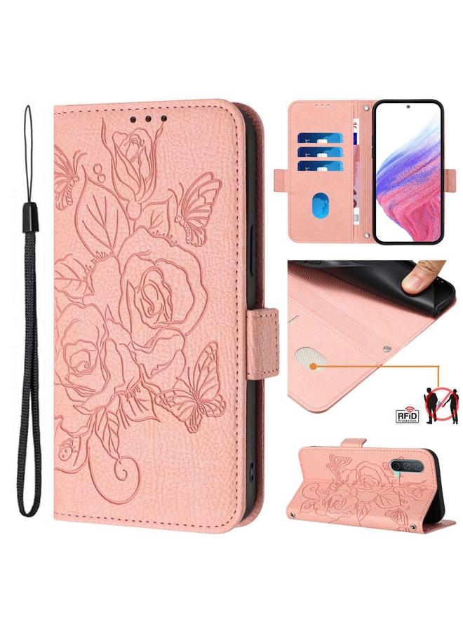 S-TOP Case For OnePlus Nord CE 5G Embossed Rose RFID Anti-theft Leather Phone Case - Image 1