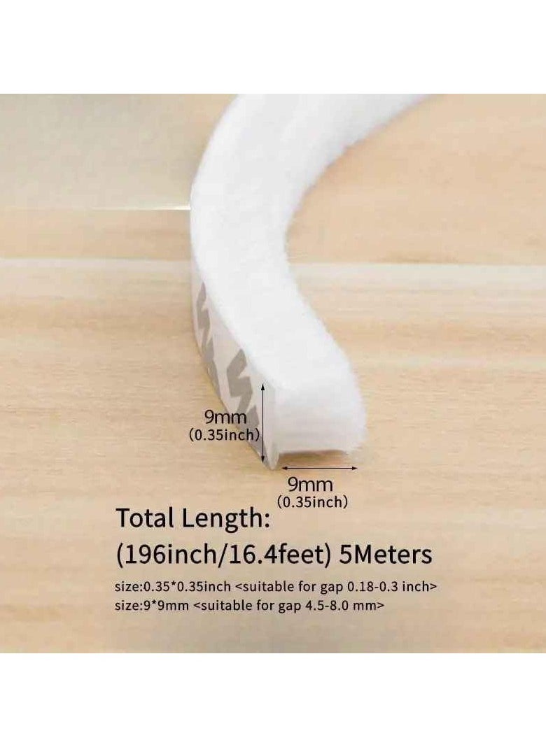Zimtal - Brush Weather Seal Strip for Sliding Windows/Doors Frame Side, Pile Self Adhesive Weatherstrip Seal Tape for Door Draft Stopper, SoundProof Winter Insulation, Size (9mm*9mm, White) - Image 1