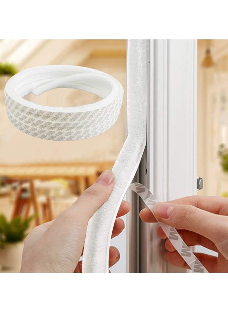 Zimtal - Brush Weather Seal Strip for Sliding Windows/Doors Frame Side, Pile Self Adhesive Weatherstrip Seal Tape for Door Draft Stopper, SoundProof Winter Insulation, Size (9mm*9mm, White) - Image 1