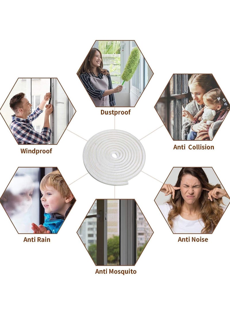 Zimtal - Brush Weather Seal Strip for Sliding Windows/Doors Frame Side, Pile Self Adhesive Weatherstrip Seal Tape for Door Draft Stopper, SoundProof Winter Insulation, Size (9mm*9mm, White) - Image 1