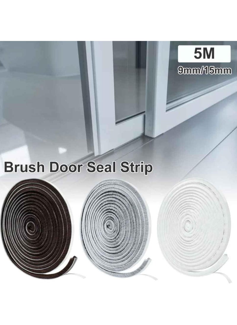 Zimtal - Brush Weather Seal Strip for Sliding Windows/Doors Frame Side, Pile Self Adhesive Weatherstrip Seal Tape for Door Draft Stopper, SoundProof Winter Insulation, Size (9mm*9mm, White) - Image 1