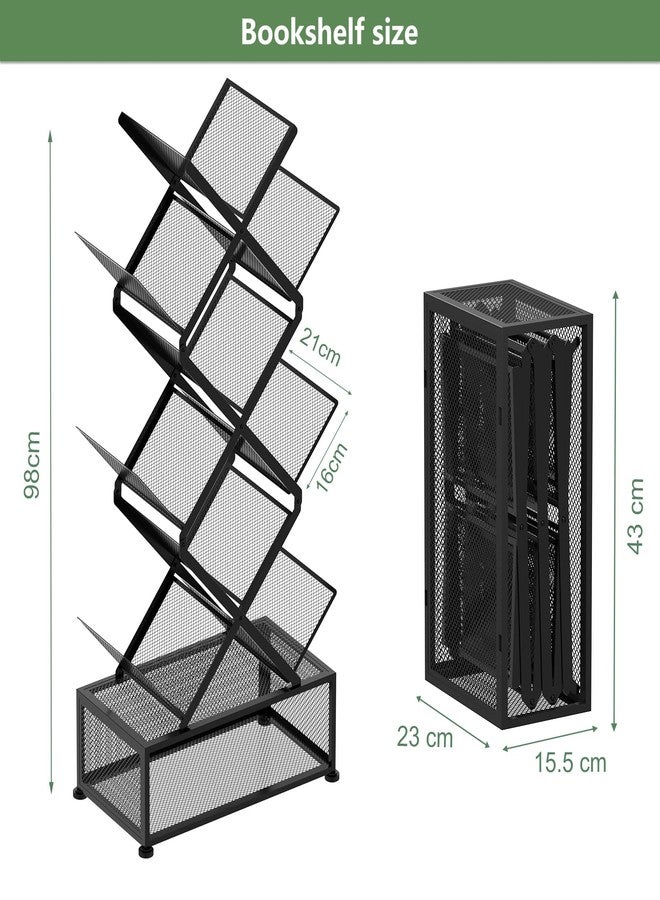 Gintan 9-Tier Bookshelf with Storage,Bedroom Shelves Folding Bookshelves,No Installation Required Corner Shelf Tree Bookcase for Living Room,Study,Home Office,Bed Room (Black) - Image 2