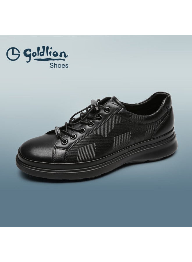 Goldlion Sale], Men's Shoes, Casual Shoes For Men, Lightweight California Shoes, Leather Shoes, G539430652aaa, Black, Size 43 - Image 4