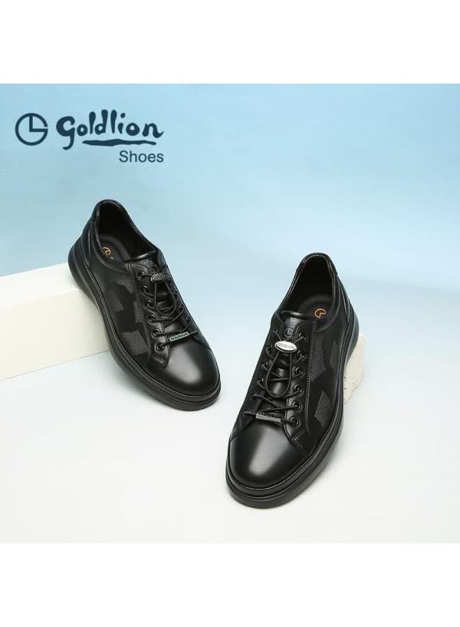 Goldlion Sale], Men's Shoes, Casual Shoes For Men, Lightweight California Shoes, Leather Shoes, G539430652aaa, Black, Size 43 - Image 2