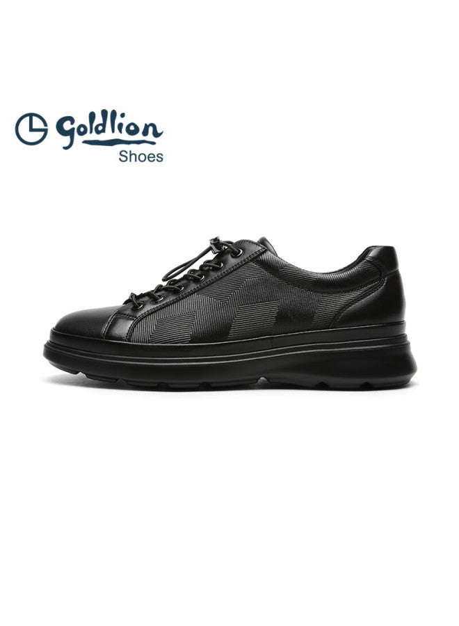 Goldlion Sale], Men's Shoes, Casual Shoes For Men, Lightweight California Shoes, Leather Shoes, G539430652aaa, Black, Size 43 - Image 5