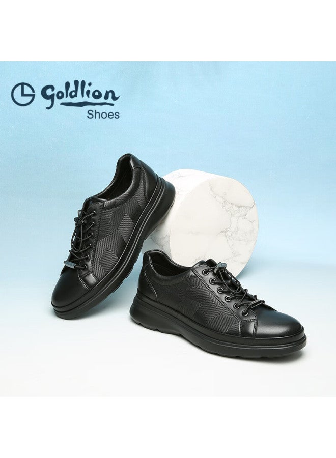 Goldlion Sale], Men's Shoes, Casual Shoes For Men, Lightweight California Shoes, Leather Shoes, G539430652aaa, Black, Size 43 - Image 3
