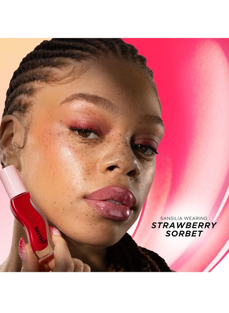 Gisou Honey Infused Hydrating Lip Oil, Nourishing Lip Moisturizer for Dry Lips, High Shine, Smooth Finish, Sheer Pinky Red Shade, Juicy Strawberry Scent, Strawberry Sorbet, 8ml  - Image 5