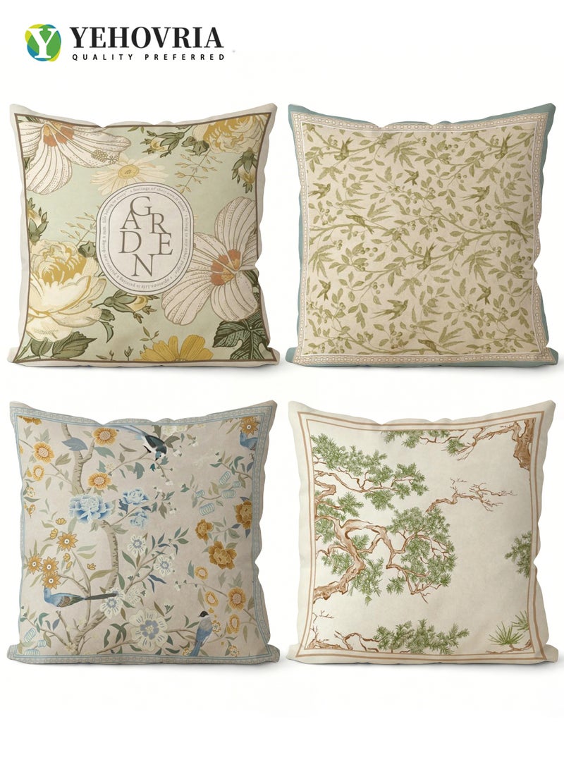 YEHOVRIA Cushion Covers Set of 4, Throw Pillow Cover, Abstract Modern Decorative Couch Pillow Case 45cm x 45cm, For Living Room Sofa Car Couch Bed Pillowcases 18x18 inches（Double sided pattern - Image 1