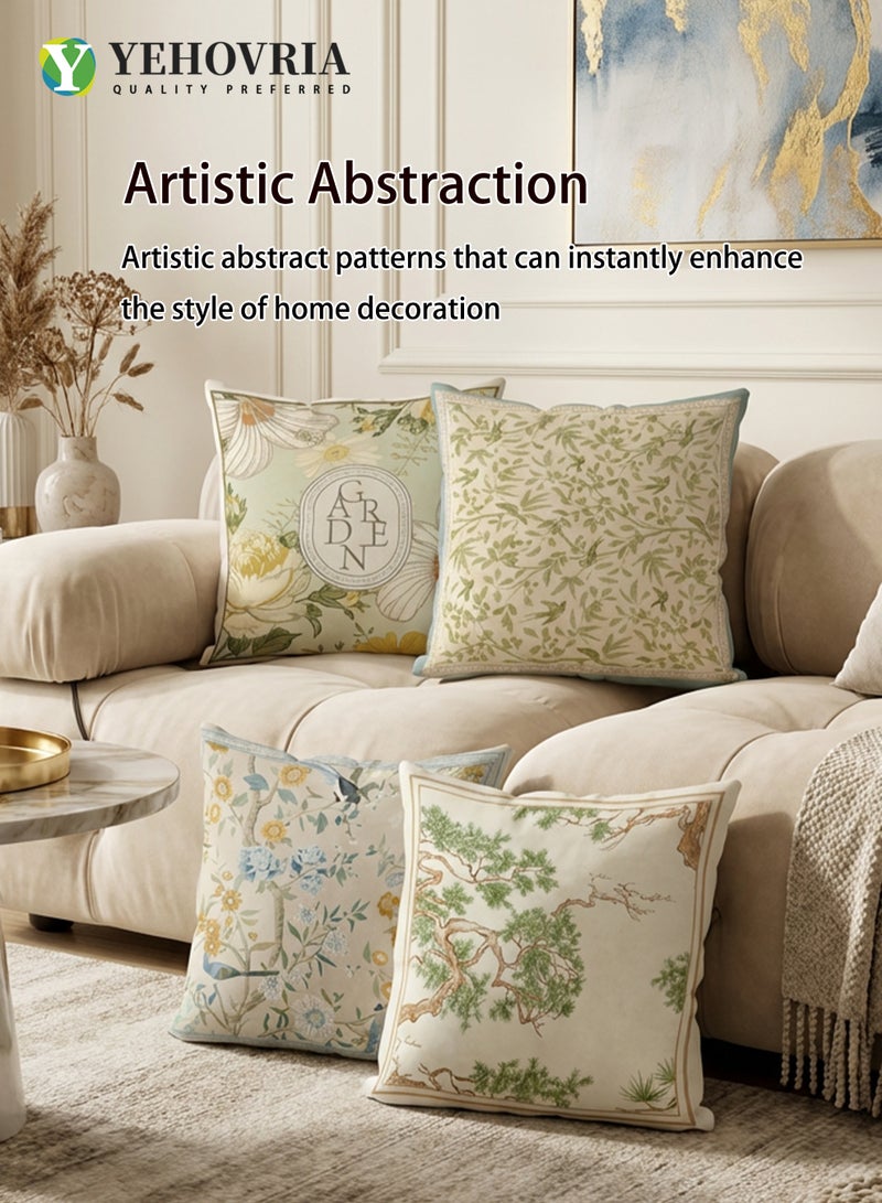 YEHOVRIA Cushion Covers Set of 4, Throw Pillow Cover, Abstract Modern Decorative Couch Pillow Case 45cm x 45cm, For Living Room Sofa Car Couch Bed Pillowcases 18x18 inches（Double sided pattern - Image 2