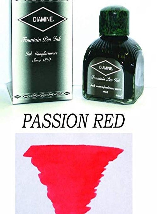 DIAMINE FOUNTAIN PEN BOTTLED INK,PASSION RED 80 ML