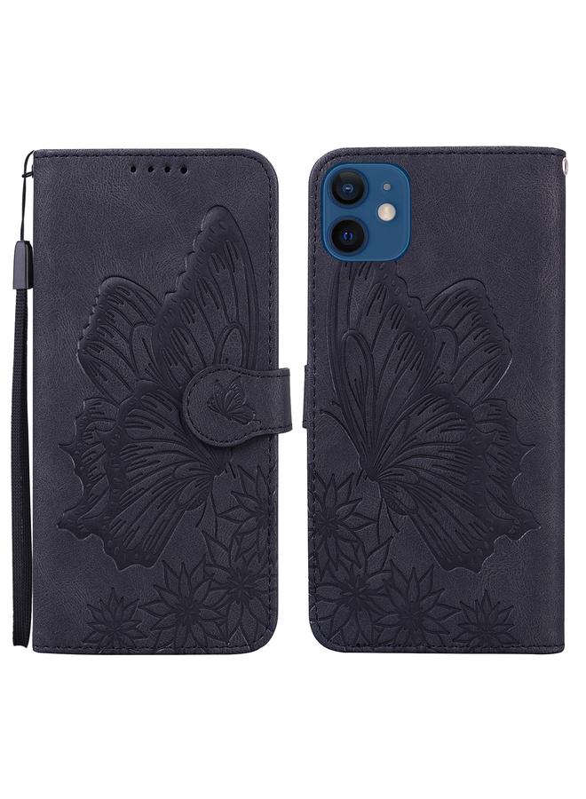 Zaboon Case For iPhone 12 mini Retro Skin Feel Butterflies Embossing Horizontal Flip Leather Case with Holder & Card Slots & Wallet - Image 1