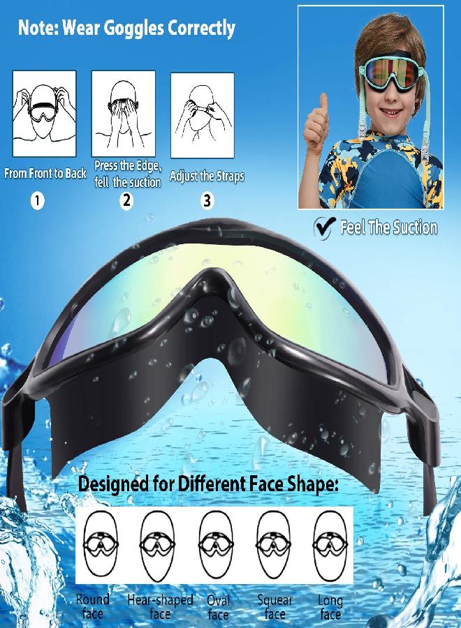 Seago Kids Goggles for Swimming 2 Pack No Leaking Anti-Fog Outer Eye Fit with Wide View UV Protection Crystal Clear Watertight Swim Goggles with nose cover Suitable for Children Youth Boys Girls Age 3 to 15 - Image 3