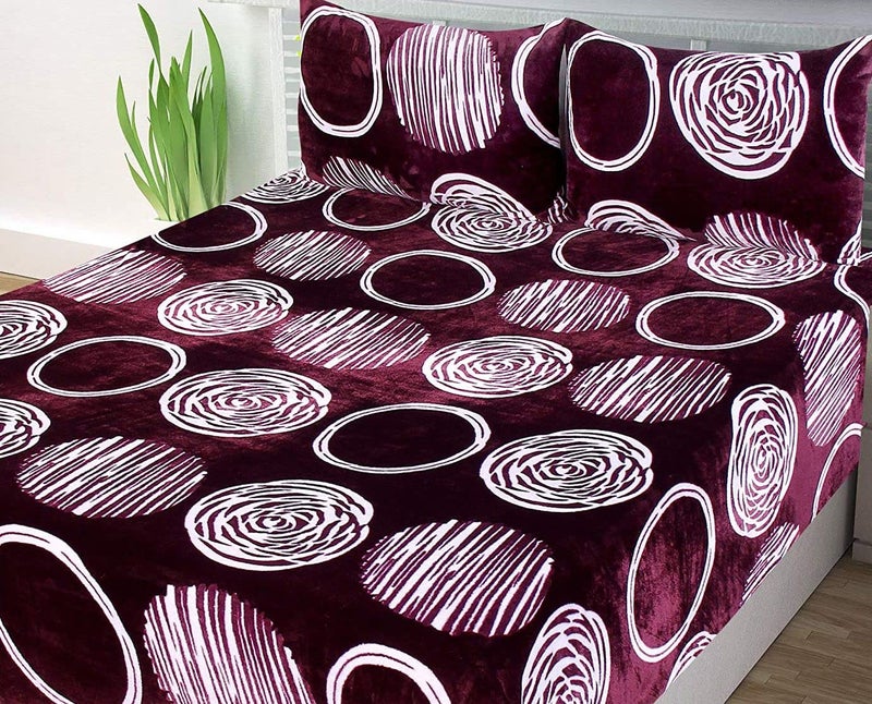 RD TREND RD TREND 190 GSM Flannel Warm bedsheets for Winter Double Flat Size 90 x 100 Inches with 2 Pillow Cover Size 18x28 Inches ColorWine Chakri - Image 5