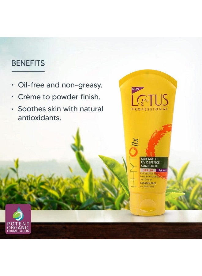 Lotus Professional Phytorx Silk Matte Cream Sun Defence Spf 50 Pa+++, Refreshing, Preservative Free, White, 75 G  - Image 2