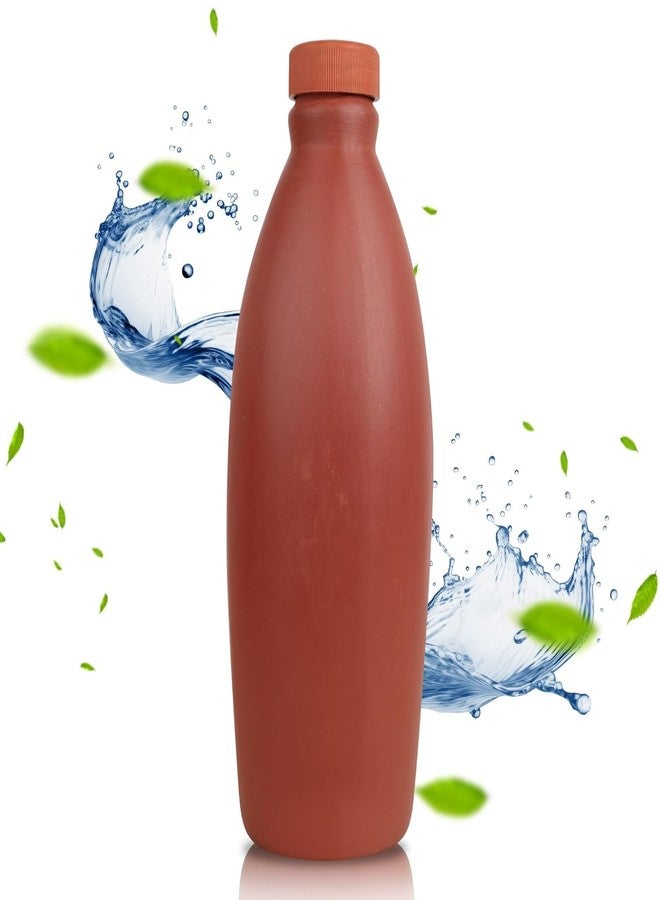 BHANVI Eco-Friendly 1 Litre 100% Terracotta Clay Water Bottle with Lid | Earthen Clay Bottle | Mitti Water Bottles | Handmade Water Bottle | Stylish Mitti Bottle (Clay Bottle with Clay Cap) - Image 5