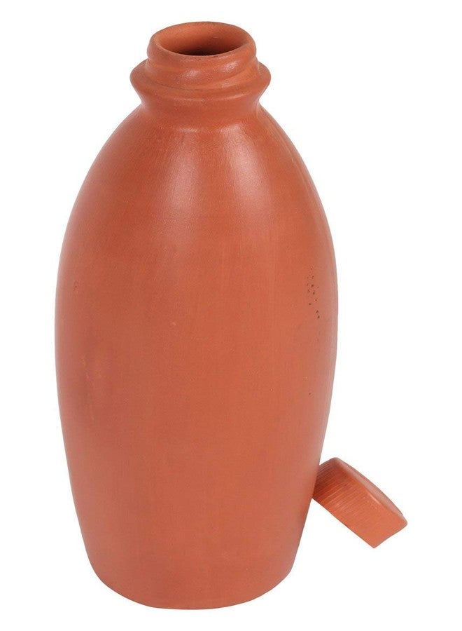 BHANVI Eco-Friendly 1 Litre 100% Terracotta Clay Water Bottle with Lid | Earthen Clay Bottle | Mitti Water Bottles | Handmade Water Bottle | Stylish Mitti Bottle (Clay Bottle with Clay Cap) - Image 1