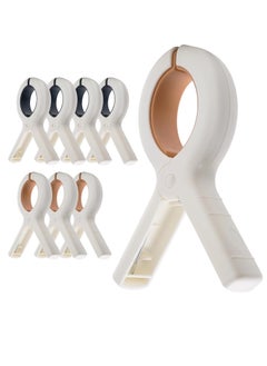General Extra Large Beach Towel Clips 8 Pack, 5.1 Inch Towel Clips for Beach Chairs Cruise Heavy Duty, Towel Holder Clips for Clothes Pool Boat, 2 Colors Khaki and Blue  - Image 1