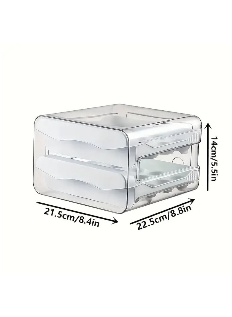 MIXDE Double Drawer Storage Box, Stackable Egg Storage Tray, Shockproof and Drop-Proof Food Storage Container, 32 Capacity, Suitable for Refrigerator, Cabinet and Shelf, Kitchen Storage and Storage Reusab - Image 5