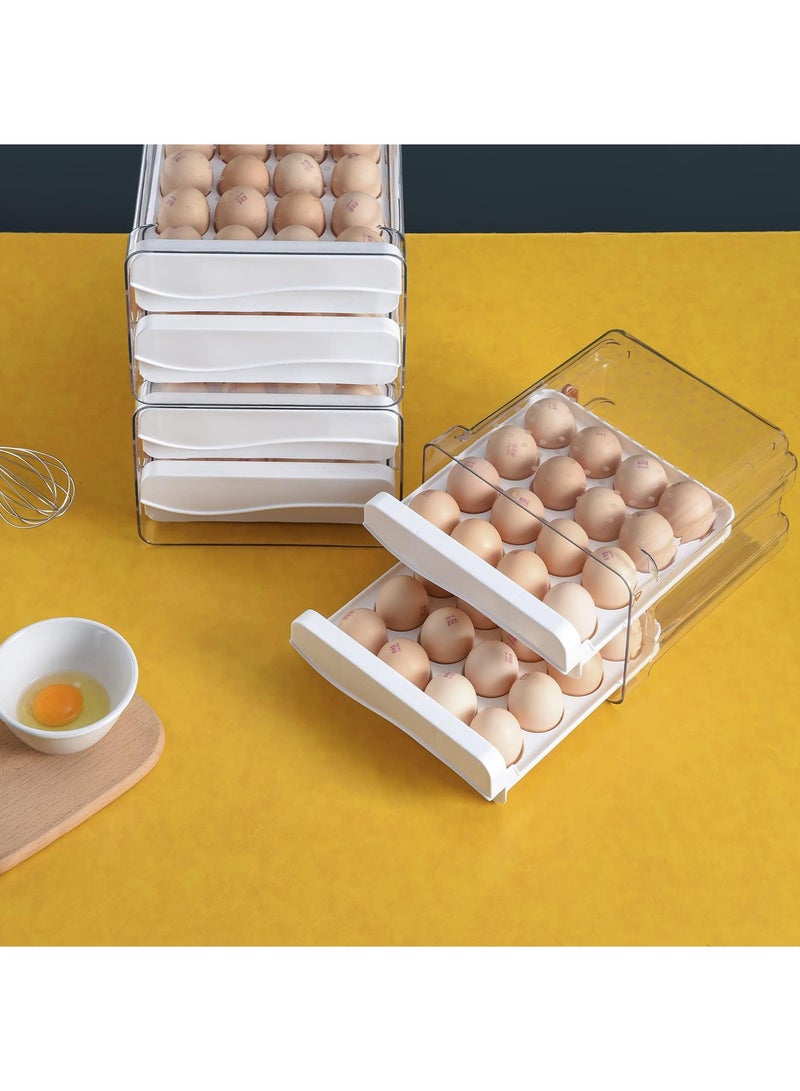 MIXDE Double Drawer Storage Box, Stackable Egg Storage Tray, Shockproof and Drop-Proof Food Storage Container, 32 Capacity, Suitable for Refrigerator, Cabinet and Shelf, Kitchen Storage and Storage Reusab - Image 3