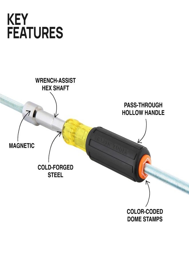Klein Tools 65456MAG Heavy-Duty Hollow-Shaft Nut Driver Set, Magnetic, Color-Coded Hex Sizes 1/4 to 9/16-Inch, Cushion-Grip Handles, 6-Piece - Image 2