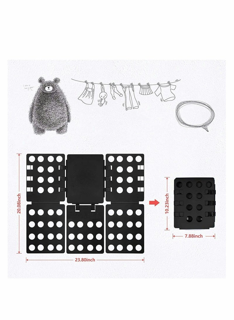 Adjustable T-Shirt Folding Board, Shirt Folding Board T Shirt Folder Durable Plastic Laundry Folders Folding Boards Durable Flipfold for Kid and Adult to Fold Clothes (Mini, Black) - Image 4