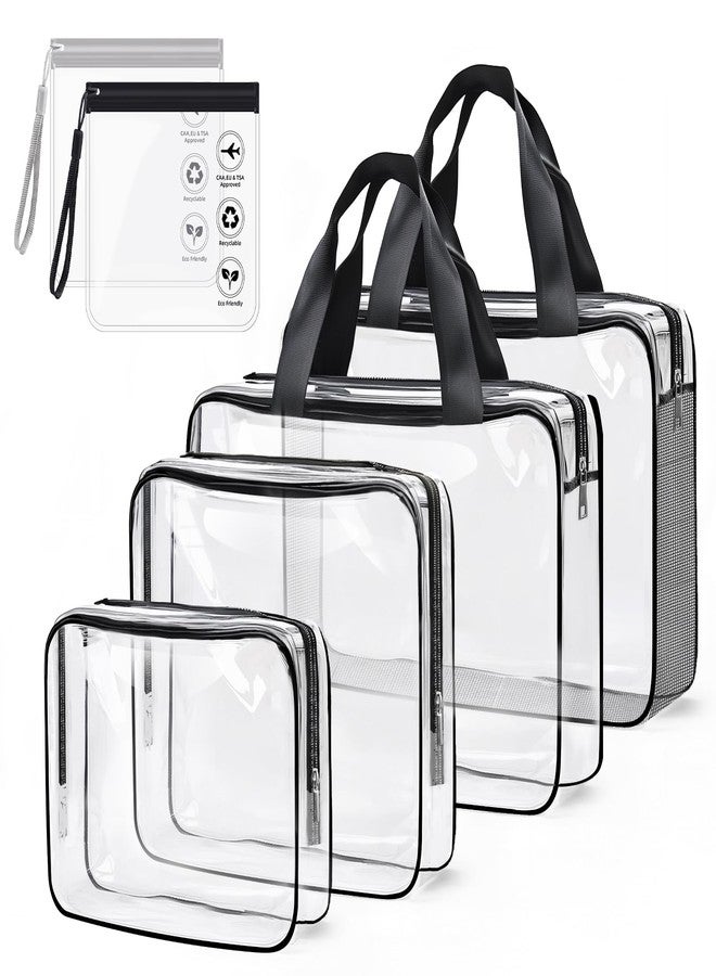 ABSOFINE Clear Toiletry Bag for Travel Size Toiletries, 4 Pack Large Waterproof PVC Makeup Bags with 2 Pack Airport Security Liquids Bags, Travel Essentials toiletry Bottles for Women Girls Men - Image 1