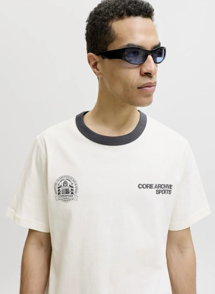 JACK & JONES Sweet Corn Logo Crew Neck T-Shirt for Men | Best Price UAE